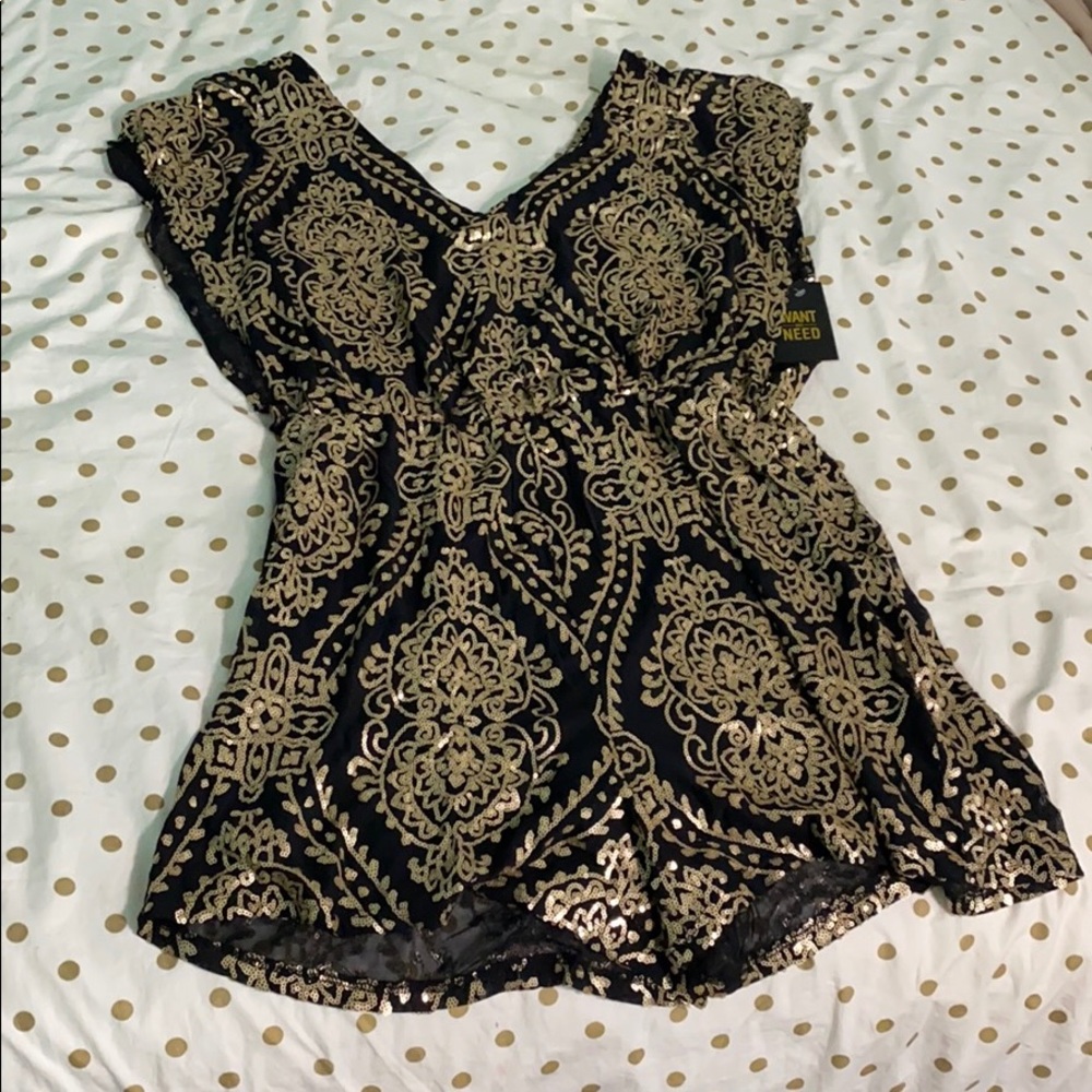 Gold and Black Romper